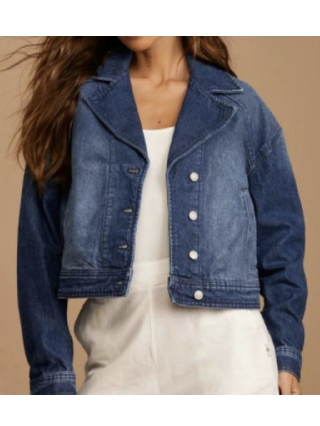 Free People We The Free Denim Trucker Cropped Jacket In Gemini Wash